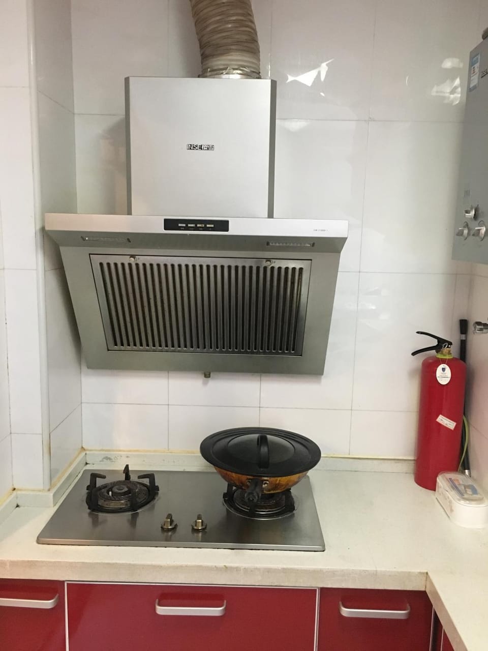 Kitchen or kitchenette, stove