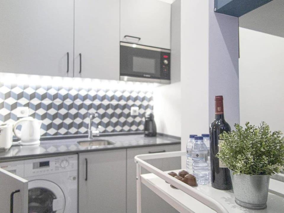 Kitchen or kitchenette, washing machine