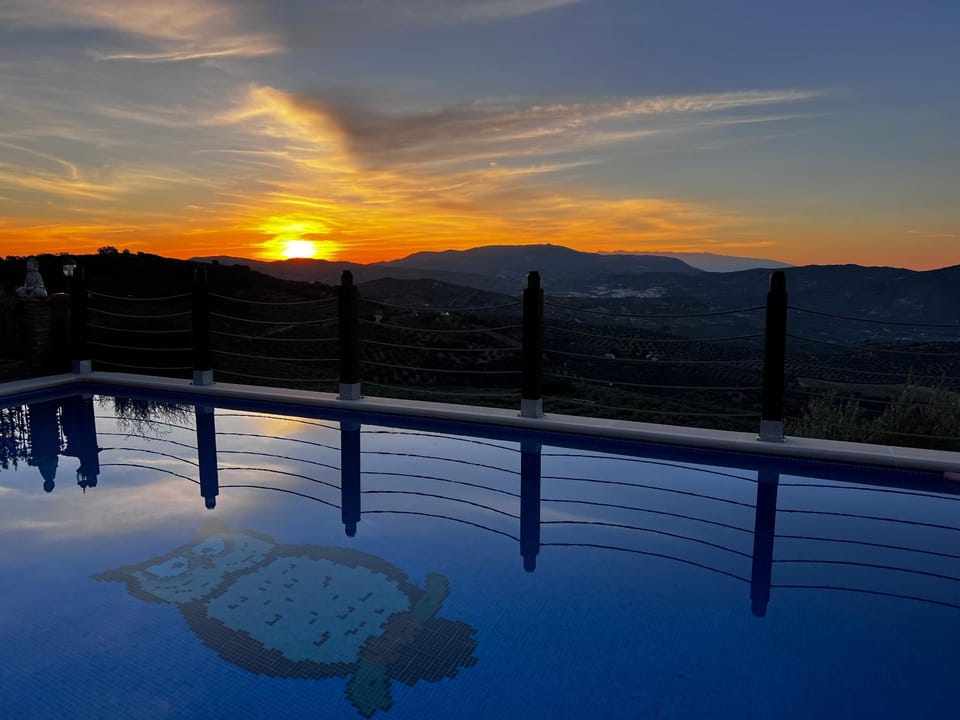 Natural landscape, Mountain view, Pool view, Swimming pool, Sunrise