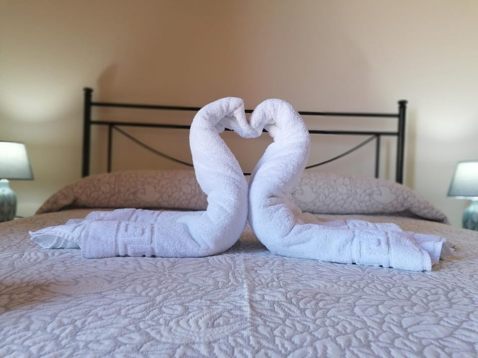 Bed, Photo of the whole room, Bedroom, towels