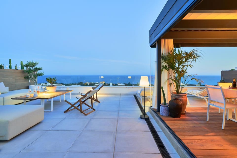 Living room, Seating area, Sea view