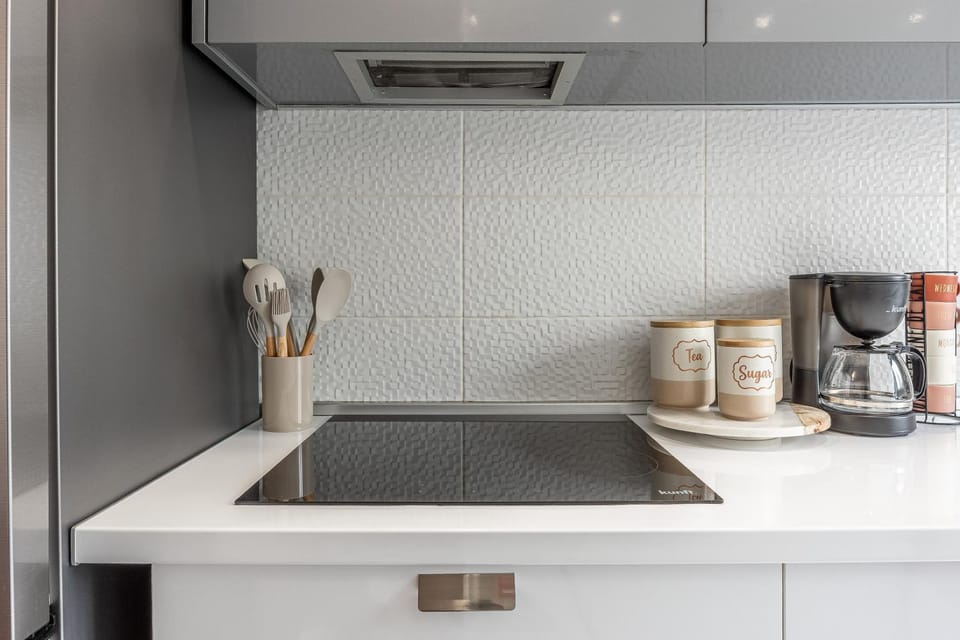 Kitchen or kitchenette, stove