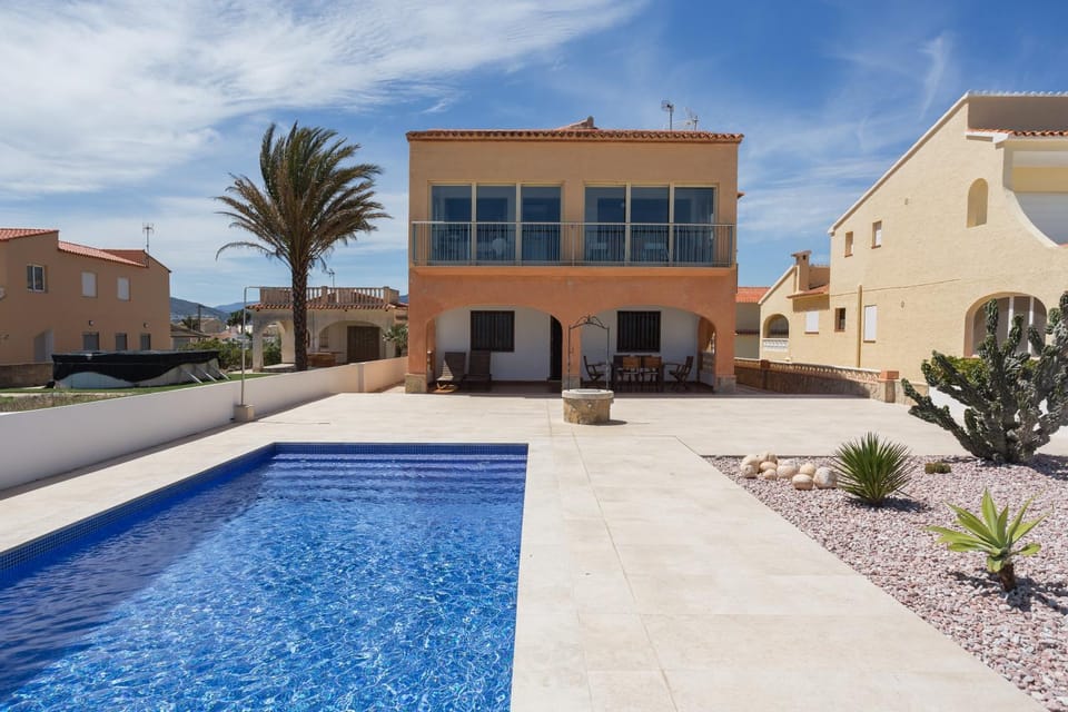 Property building, Living room, Swimming pool