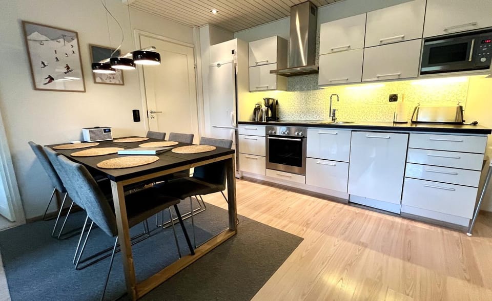 Dining area, dishwasher, microwave, kitchen