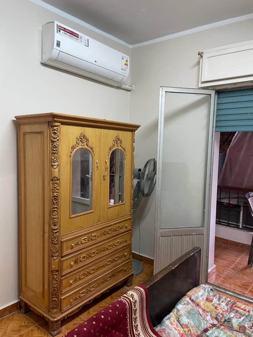 Bed, Photo of the whole room, Bedroom, wardrobe, air conditioner