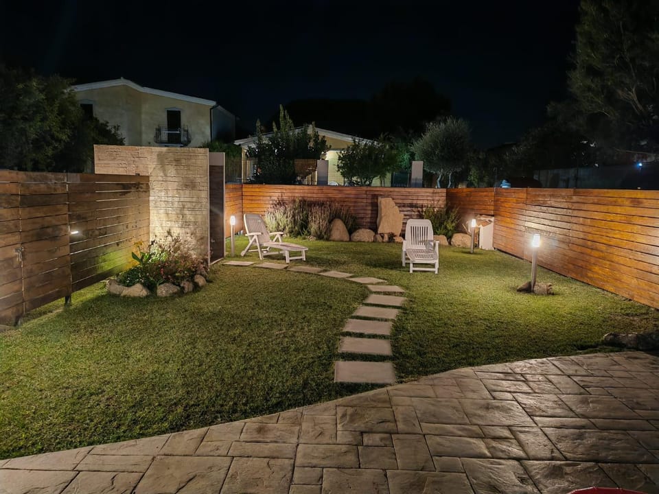 Property building, Night, Garden, Garden view