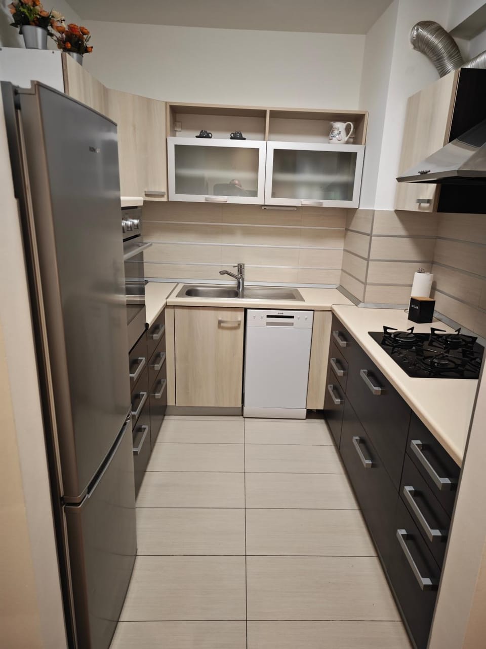 Kitchen or kitchenette, stove