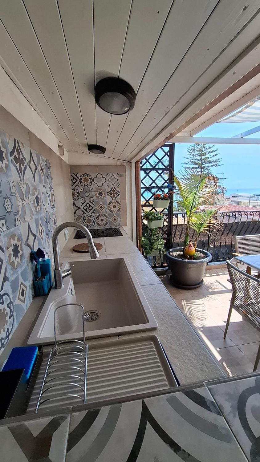 Patio, Natural landscape, View (from property/room), Balcony/Terrace, Living room, Seating area, Dining area, Sea view, sunbed