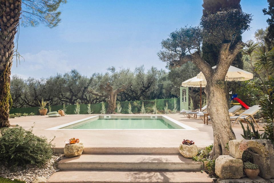 Natural landscape, Garden, Swimming pool, sunbed