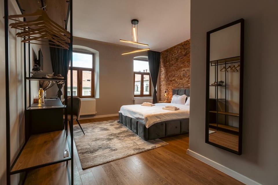 Bed, Photo of the whole room, Bedroom, towels, wardrobe
