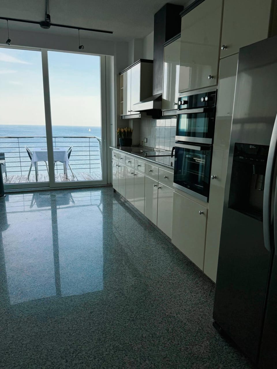 Kitchen or kitchenette, Dining area, Sea view, dishwasher, minibar, pet friendly, stove
