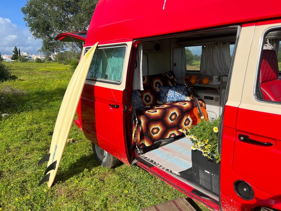 Rent a VW T3 Camper Van with Blue Classics Luxury tent in Portimao