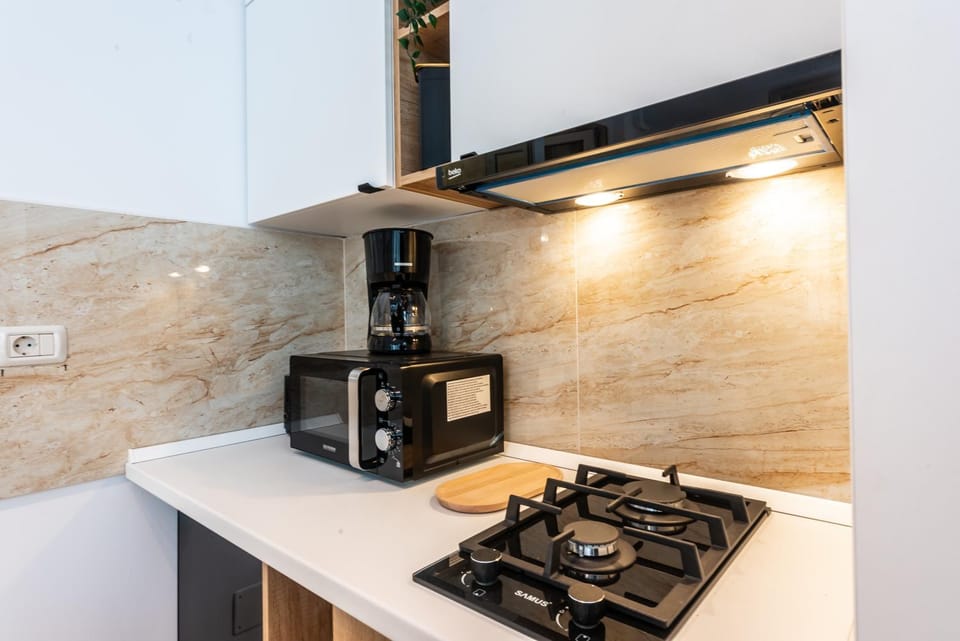 Coffee/tea facilities, Kitchen or kitchenette, minibar, stove, toaster