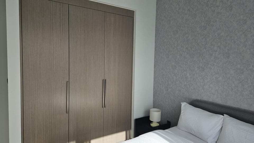 Bed, wardrobe