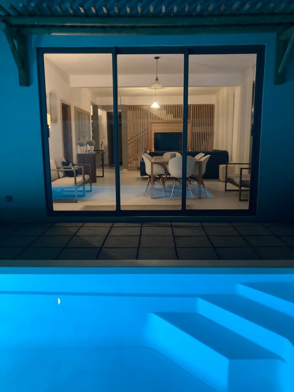 Living room, Seating area, Pool view, Swimming pool