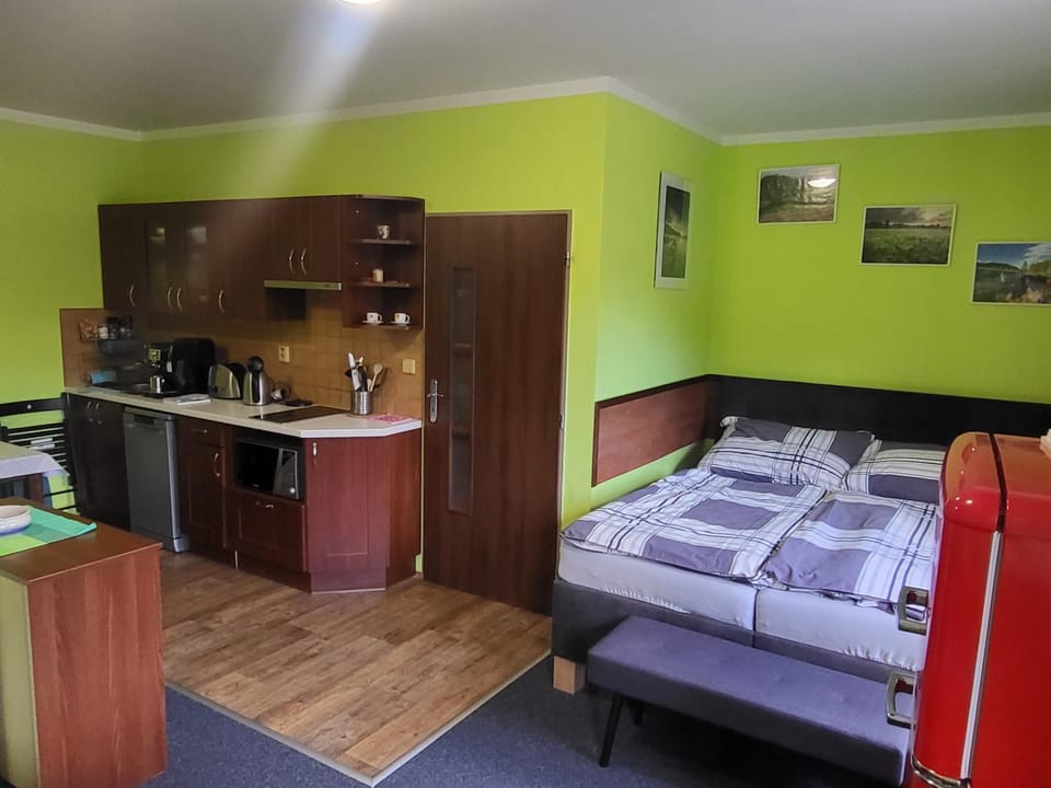 Bed, Kitchen or kitchenette, Bedroom