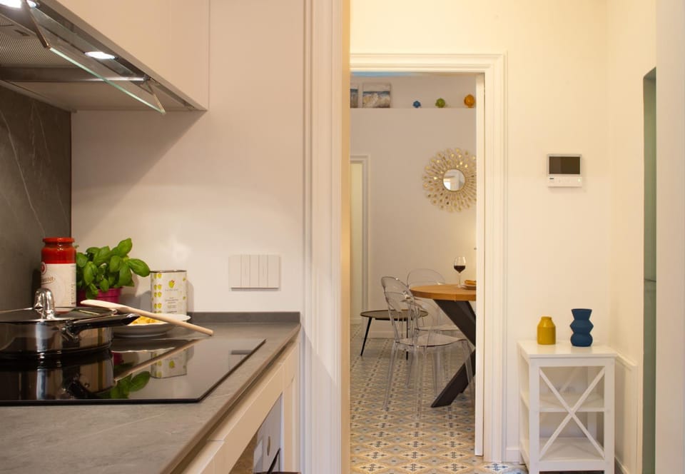Kitchen or kitchenette, stove