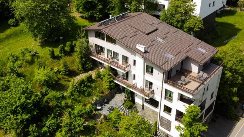 Property building, Spring, Day, Natural landscape, Bird's eye view, Garden, Garden view