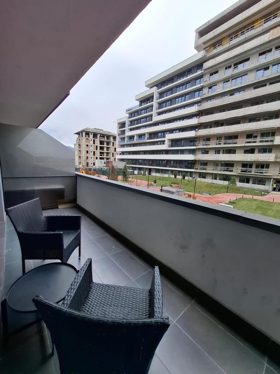 Property building, Patio, Day, View (from property/room), Balcony/Terrace, Living room, Seating area