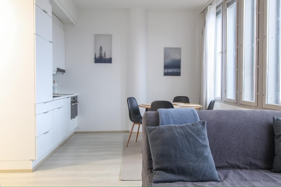 Kitchen or kitchenette, Living room, Seating area