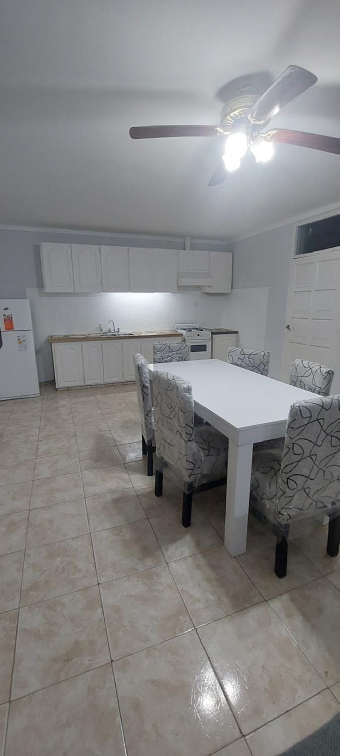 Dining area, fireplace