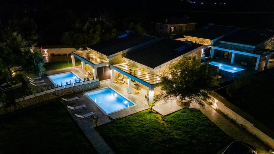 Property building, Night, Swimming pool