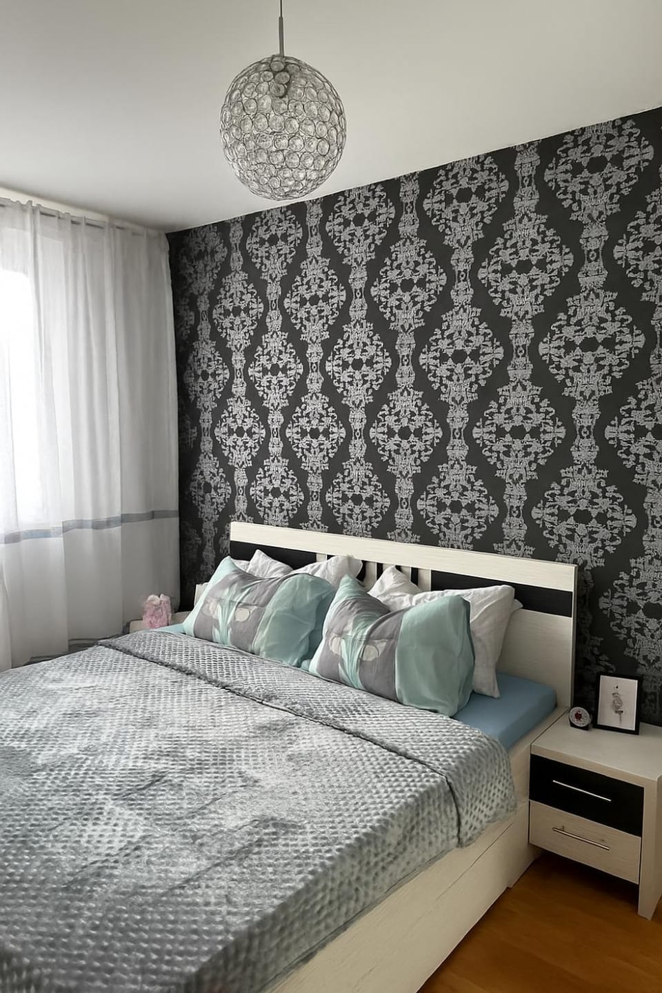 Bed, Decorative detail, Bedroom