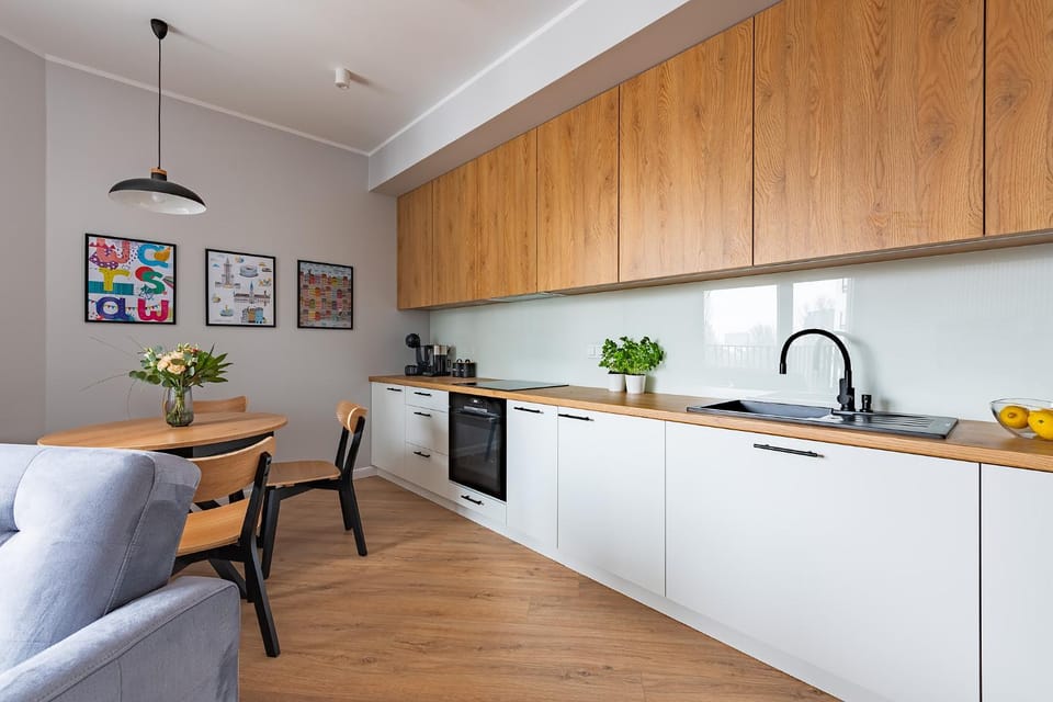 Kitchen or kitchenette, Living room, Dining area, stove