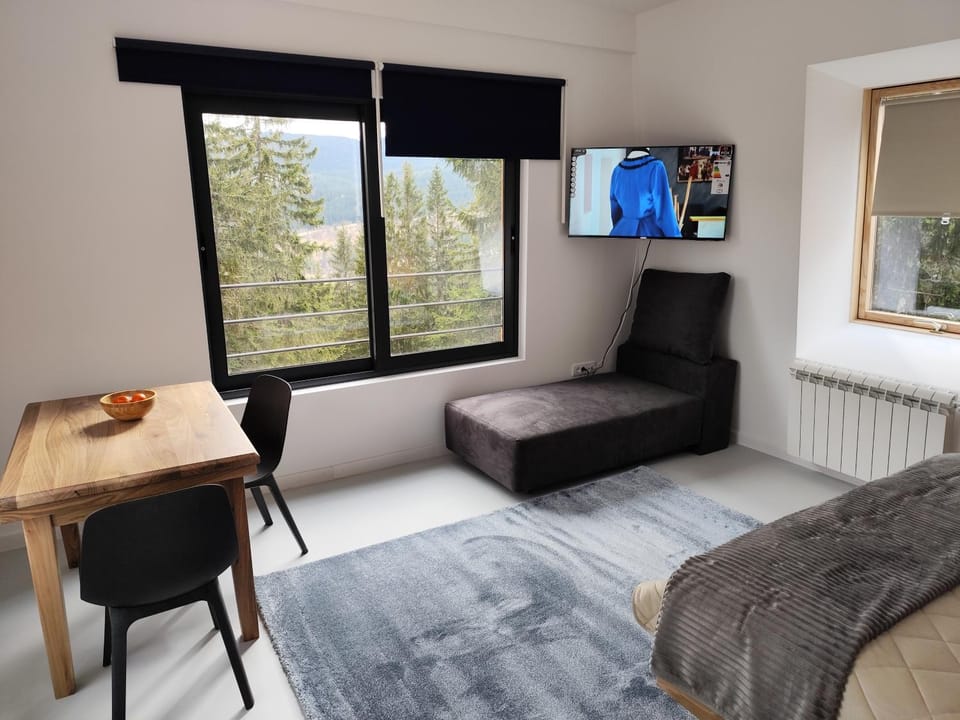 Bed, TV and multimedia, Living room, Seating area