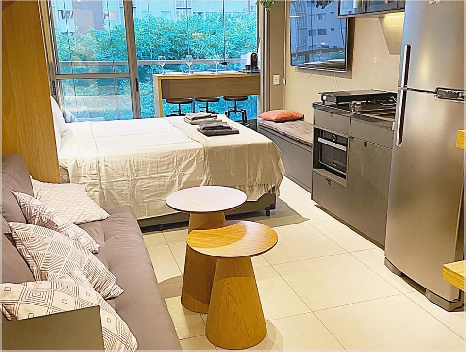 Bed, Kitchen or kitchenette, Living room, Photo of the whole room, Bedroom, minibar, pet friendly, stove