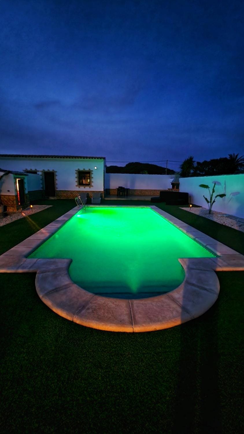 Night, Pool view, Swimming pool