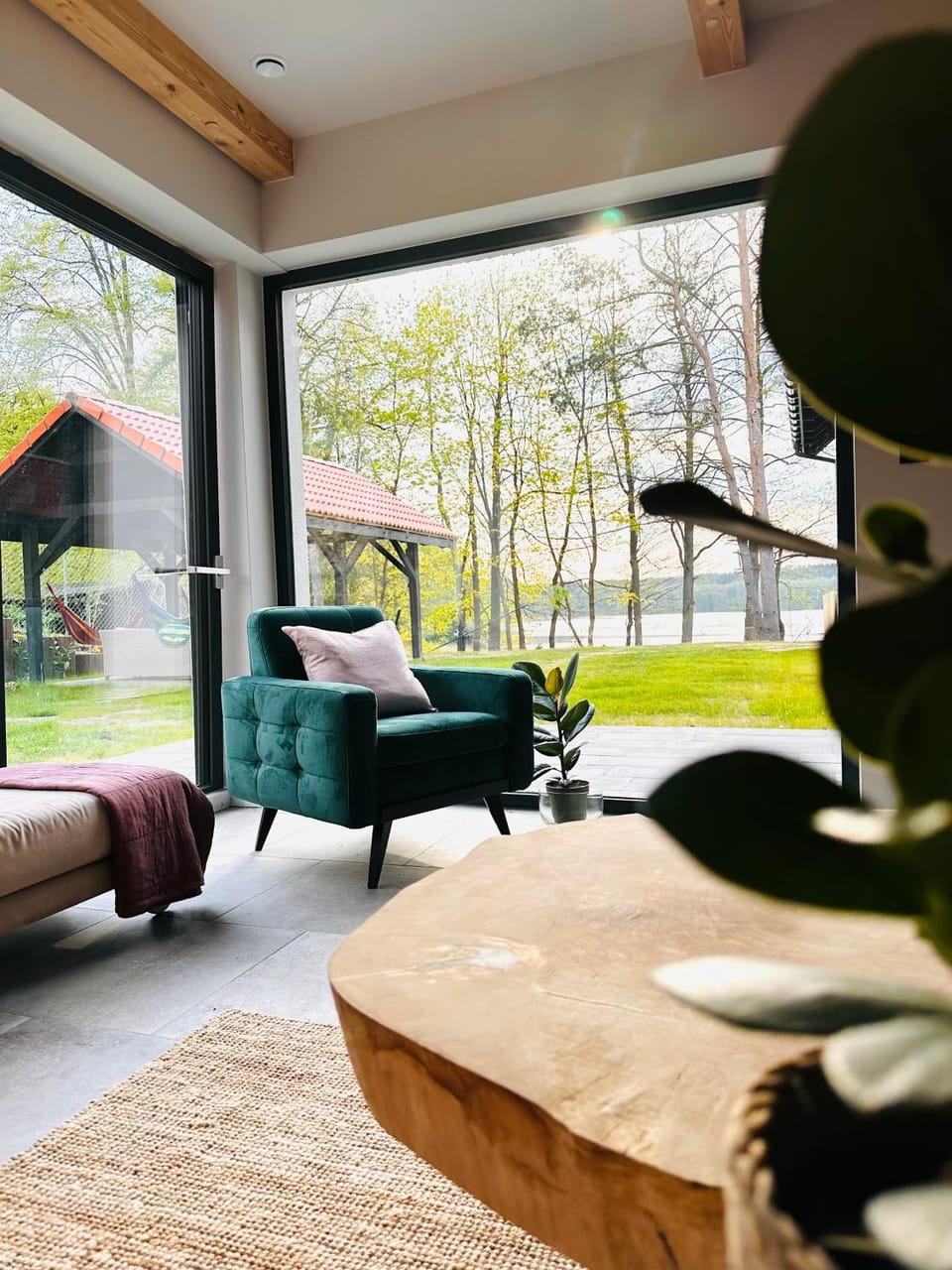 Living room, Seating area, Garden view