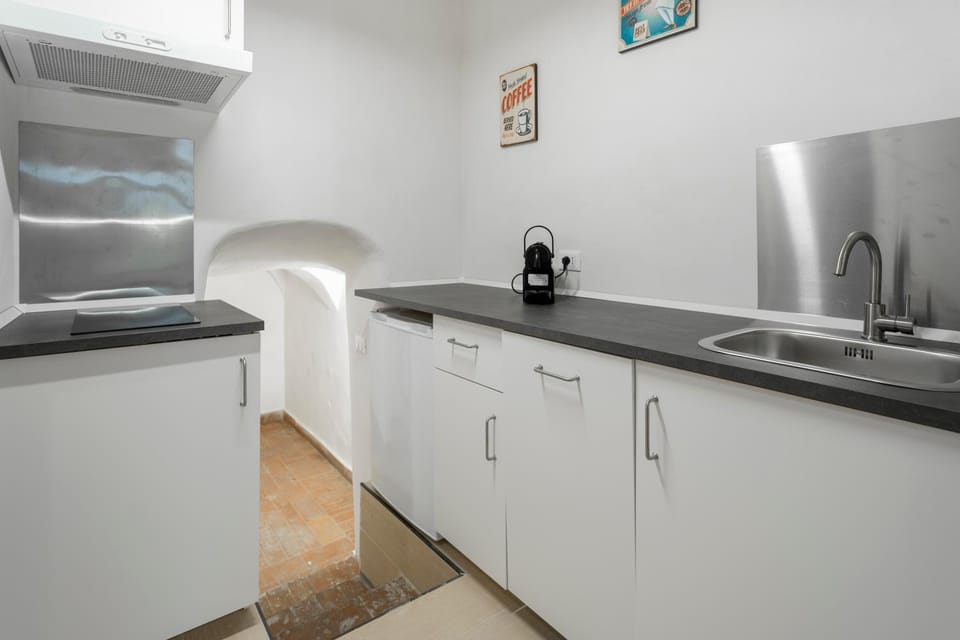 Kitchen or kitchenette, stove