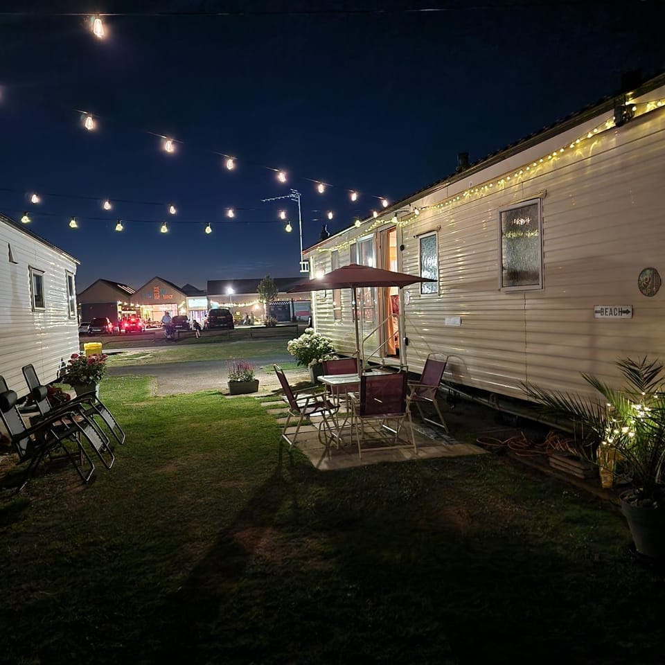 Property building, Patio, Night, Garden, Garden view