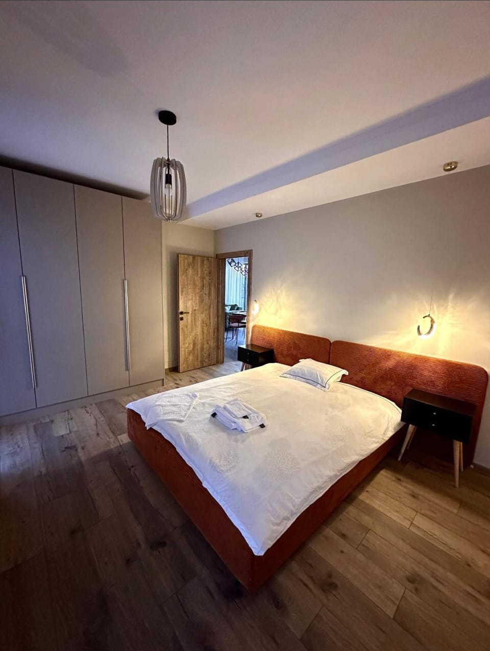Bed, Photo of the whole room, Bedroom, towels, wardrobe