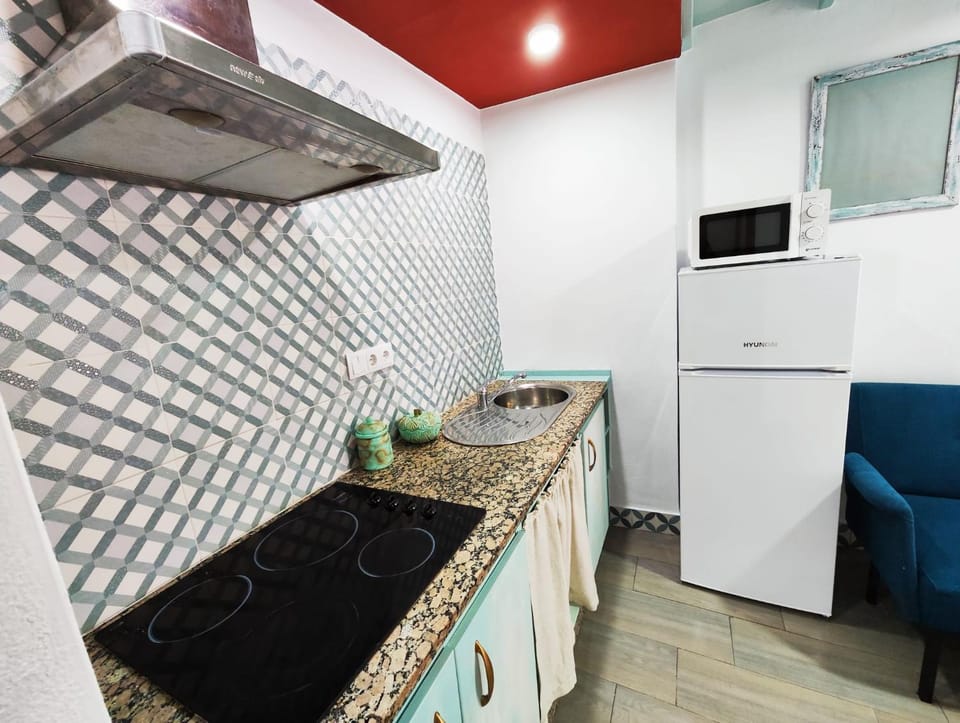 Kitchen or kitchenette, minibar, stove