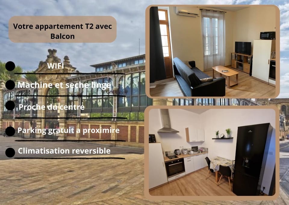 Appartement T2 climatisé avec balcon proche centre-ville NARBONNE Apartment in Narbonne