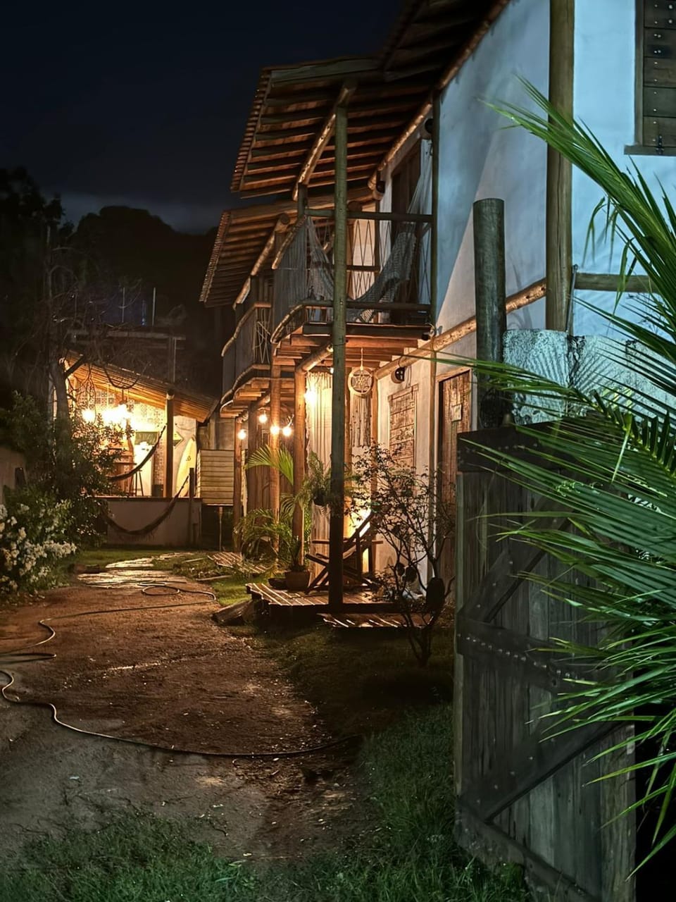 Property building, Night, Garden, Garden view