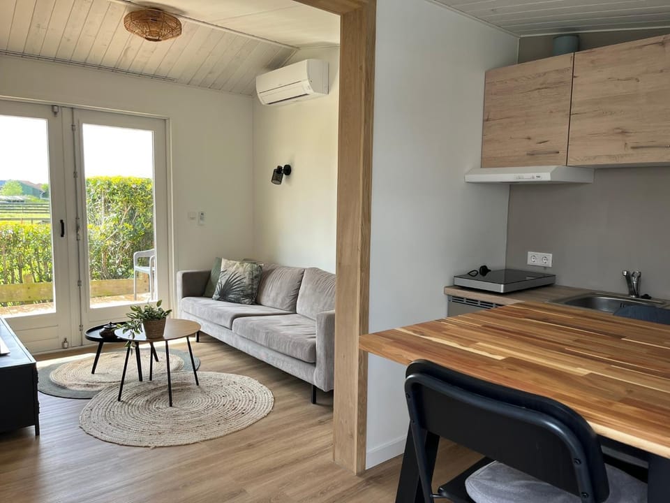 Kitchen or kitchenette, Living room, Seating area, Dining area