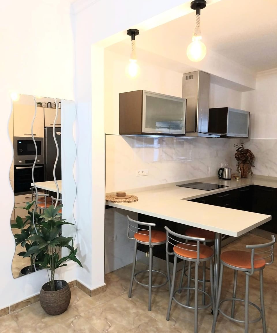 Kitchen or kitchenette, stove