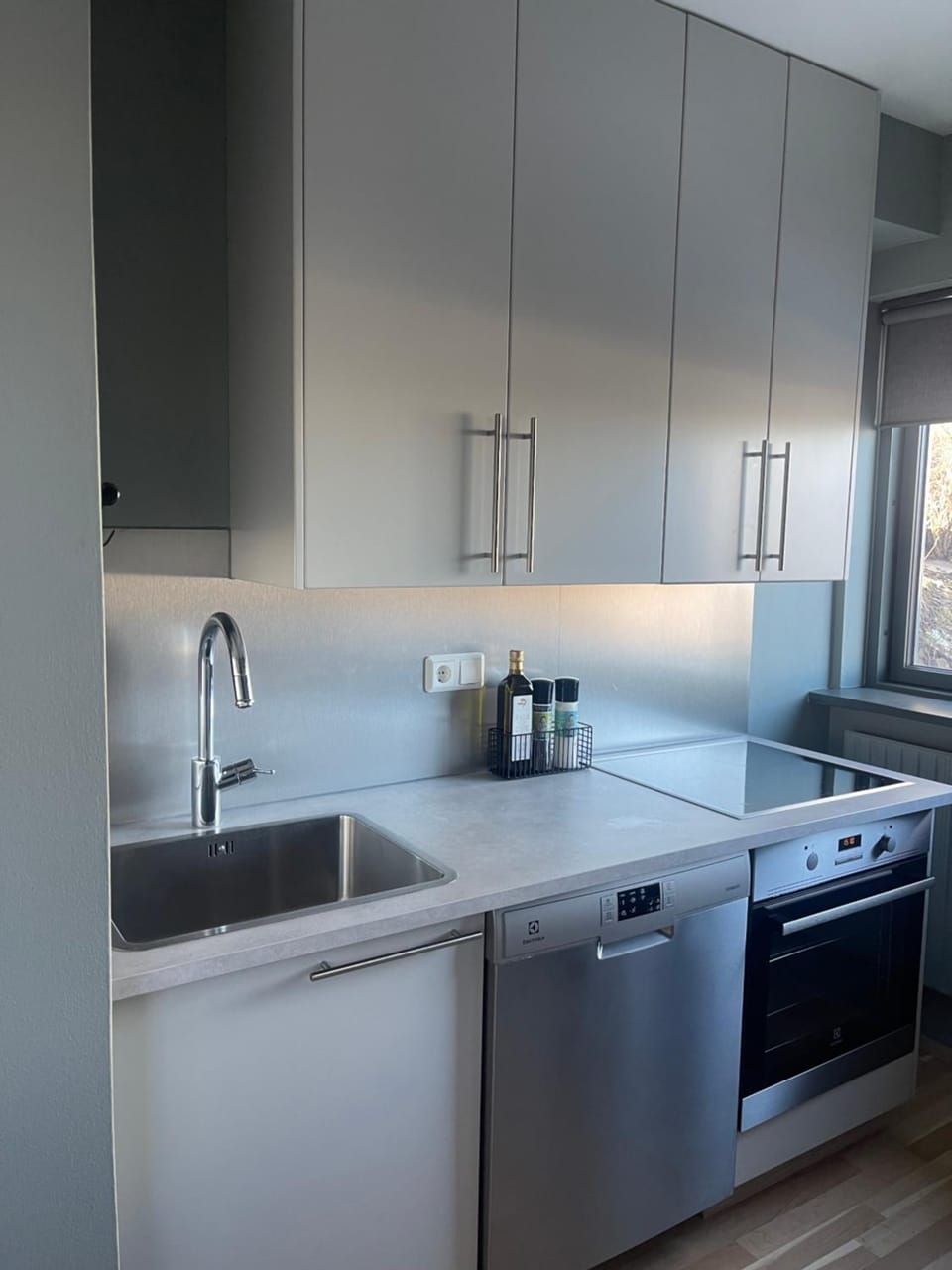 Kitchen or kitchenette, dishwasher, oven, stove