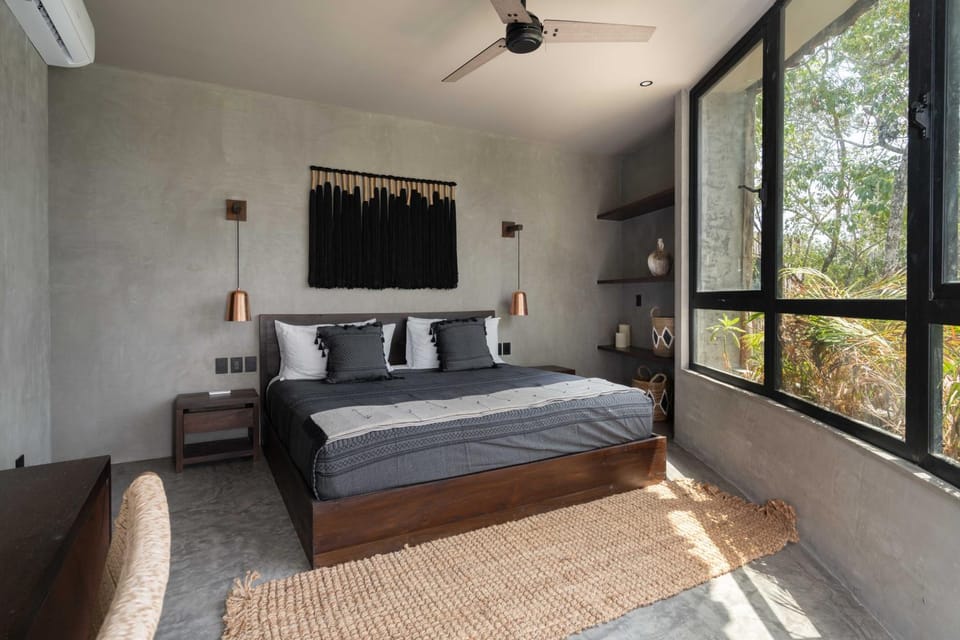 Bed, Photo of the whole room, Bedroom, air conditioner