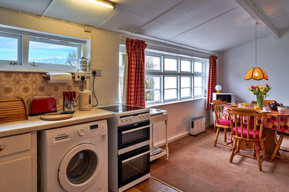 Kitchen or kitchenette, Dining area, minibar, pet friendly, stove, washing machine
