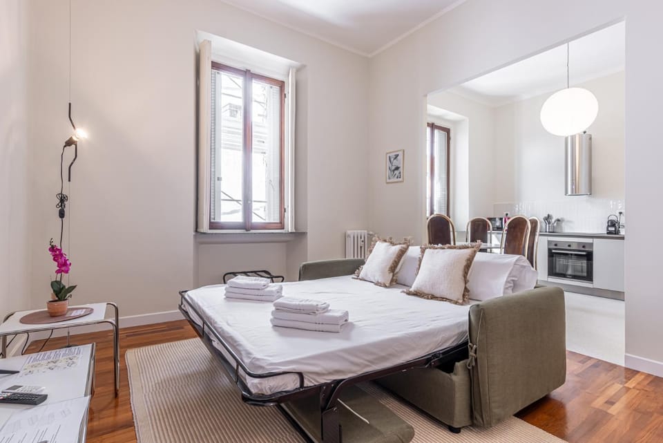 Bed, Kitchen or kitchenette, Living room, Dining area, stove, towels