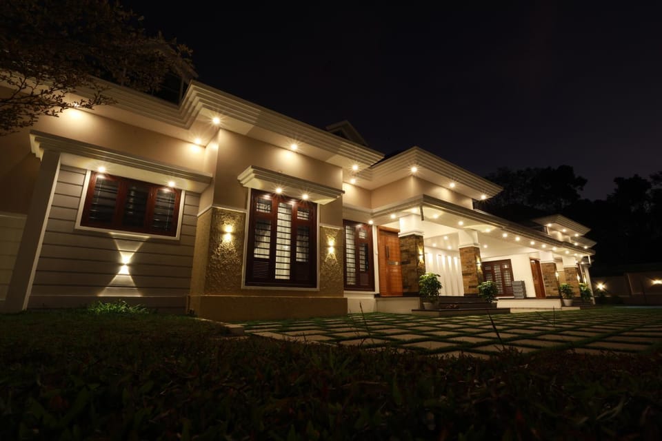 Property building, Night, Garden view