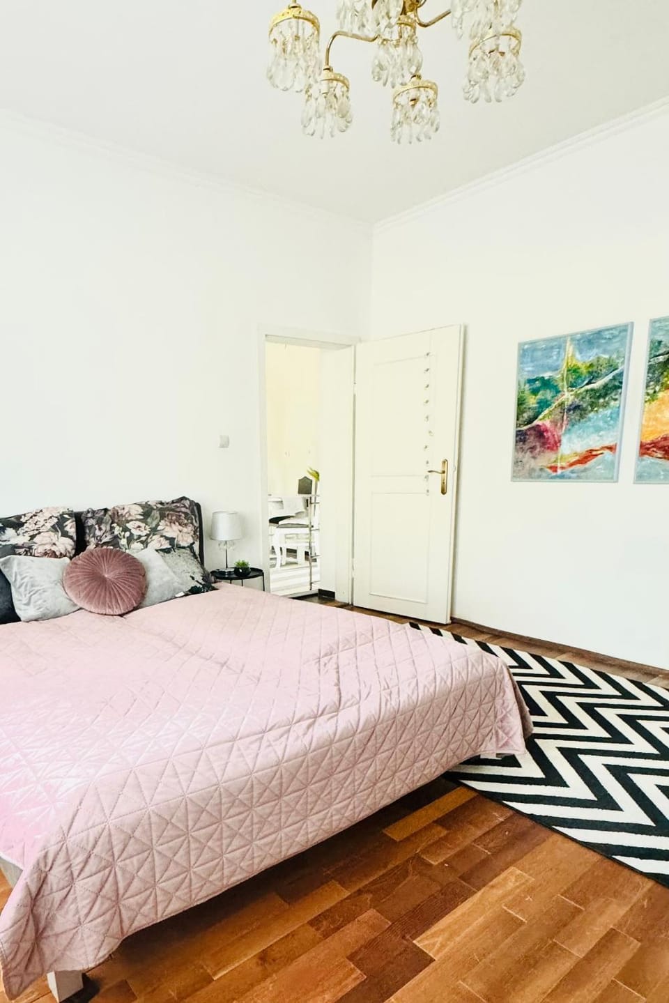 Bed, wardrobe