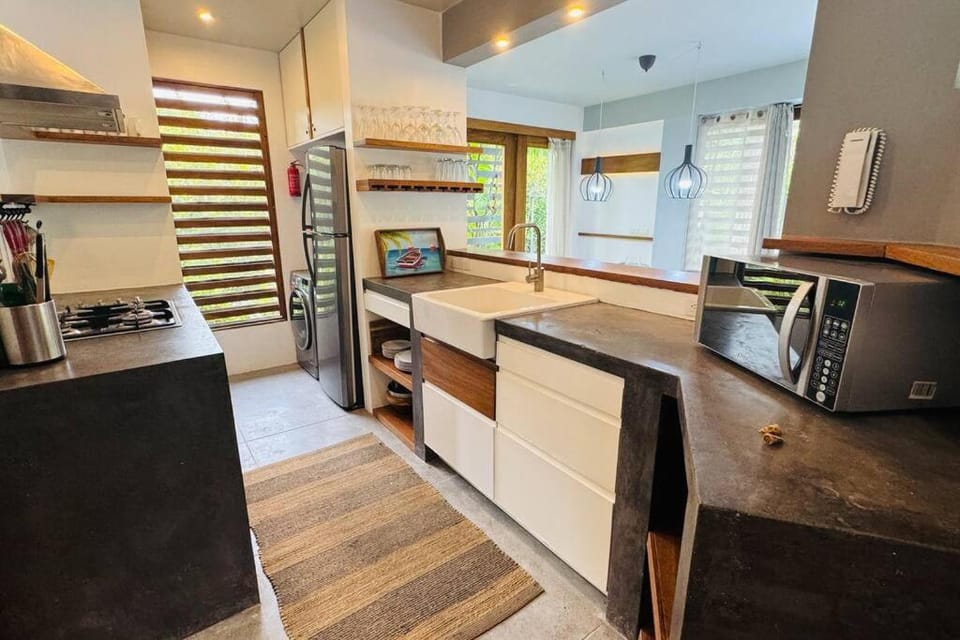 Kitchen or kitchenette, oven, stove, toaster