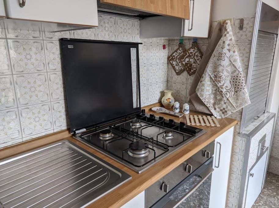 Kitchen or kitchenette, stove