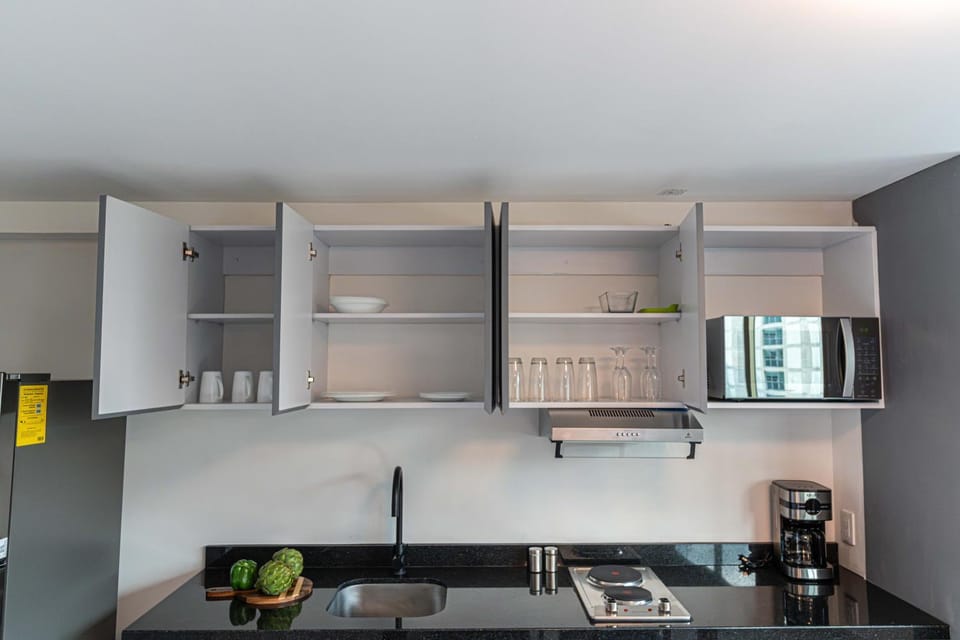 Kitchen or kitchenette, toaster