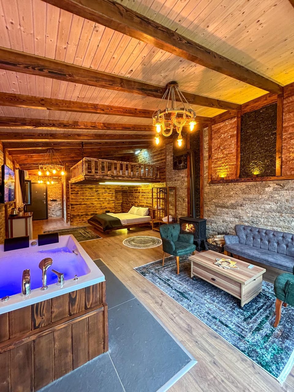 Bed, Living room, Photo of the whole room, Seating area, Bedroom